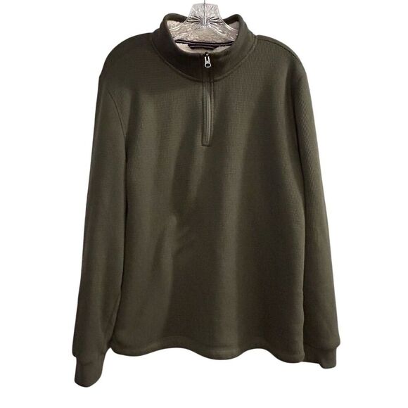 BC Clothing Men's M Green 1/4 Zip Fleece Pullover Sweater Casual - Picture 1 of 11
